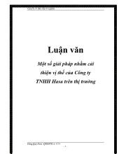 Chuyên đề Một số giải pháp nhằm cải thiện vị thế của công ty TNHH Hasa trên thị trường