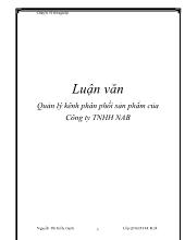 Chuyên đề Quản lý kênh phân phối sản phẩm của công ty TNHH NAB