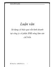 Chuyên đề Sử dụng có hiệu quả vốn kinh doanh tại công ty cổ phần xuất nhập khẩu nông lâm sản chế biến