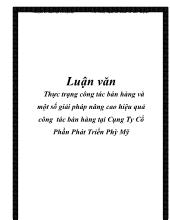 Chuyên đề Thực trạng công tác bán hàng và một số giải pháp nâng cao hiệu quả công tác bán hàng tại công ty cổ phần phát triển Phú Mỹ