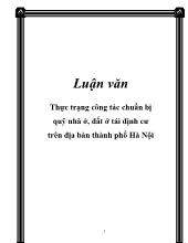 Chuyên đề Thực trạng công tác chuẩn bị quỹ nhà ở, đất ở tái định cư trên địa bàn Thành phố Hà Nội