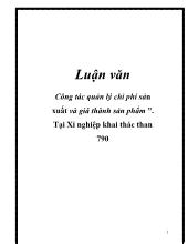 Đề tài Công tác quản lý chi phí sản xuất và giá thành sản phẩm tại xí nghiệp khai thác than 790