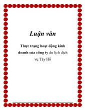 Đề tài Thực trạng hoạt động kinh doanh của công ty du lịch dịch vụ Tây Hồ