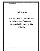 Khóa luận Biện pháp nâng cao hiệu quả công tác tuyển dụng nguồn nhân lực tại công ty cổ phần xây dựng điện VNECO 6