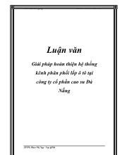 Khóa luận Giải pháp hoàn thiện hệ thống kênh phân phối lốp ô tô tại công ty cổ phần cao su Đà Nẵng