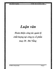 Khóa luận Hoàn thiện công tác quản lý chất lượng tại công ty cổ phần may 28 Đà Nẵng