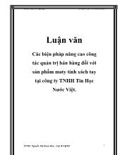 Luận văn Các biện pháp nâng cao công tác quản trị bán hàng đối với sản phẩm máy tính xách tay tại công ty TNHH tin học Nước Việt
