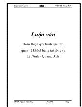 Luận văn Hoàn thiện quy trình quản trị quan hệ khách hàng tại công ty Lệ Ninh – Quảng Bình