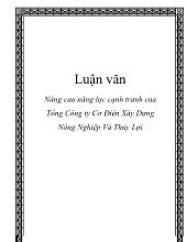 Luận văn Nâng cao năng lực cạnh tranh của tổng công ty cơ điện xây dựng nông nghiệp và thủy lợi