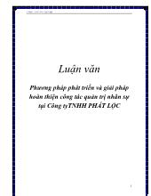 Luận văn Phương hướng phát triển và giải pháp hoàn thiện công tác quản trị nhân sự tại công ty TNHH Phát Lộc