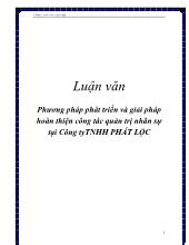 Luận văn Phương hướng phát triển và giải pháp hoàn thiện công tác quản trị nhân sự tại công ty TNHH Phát Lộc