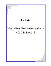 Đề tài Hoạt động kinh doanh quốc tế của Mc Donald