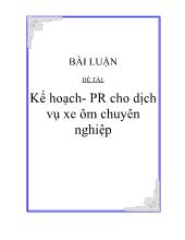 Đề tài Kế hoạch PR cho dịch vụ xe ôm chuyên nghiệp trên địa bàn Hà Nội