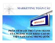 Đề tài Phân tích lợi thế cạnh tranh của ngành xuất khẩu cao su Việt Nam sang Trung Quốc