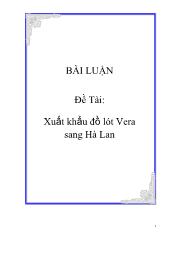 Đề tài Xuất khẩu đồ lót Vera sang Hà Lan