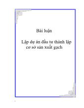 Đề tài Lập dự án đầu tư thành lập cơ sở sản xuất gạch