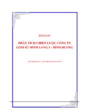 Đề tài Phân tích chiến lược công ty gốm sứ Minh Long I – Bình Dương