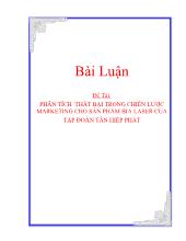 Đề tài Phân tích thất bại trong chiến lược marketing cho sản phẩm bia Laser của tập đoàn Tân Hiệp Phát