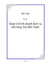 Đề tài Quản trị kinh doanh dịch vụ nhà hàng Tàu Bến Nghé