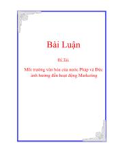 Đề tài Môi trường văn hóa của nước Pháp và Đức ảnh hưởng đến hoạt động marketing