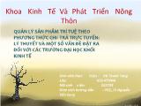 Đề tài Quản lý sản phẩm trí tuệ theo phương thức chi trả trực tuyến: Lý thuyết và một số vấn đề đặt ra đối với các trường Đại học khối kinh tế