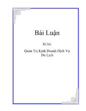 Đề tài Quản trị kinh doanh dịch vụ du lịch khách sạn Park Hyatt