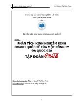 Tiểu luận Phân tích kinh nghiệm kinh doanh quốc tế của một công ty đa quốc gia tập đoàn Coca Cola