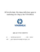 Đề tài Thực trạng sản phẩm sữa nước của công ty VinaMilk và các giải pháp quản trị marketing cho sản phẩm sữa