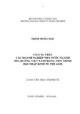 Luận văn Tái cấu trúc các đoanh nghiệp Nhà nước ngành mía đường Việt Nam trong tiến trình hội nhập kinh tế thế giới
