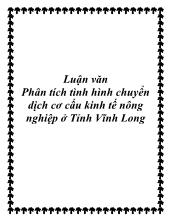 Đề tài Phân tích tình hình chuyển dịch cơ cấu kinh tế nông nghiệp ở tỉnh Vĩnh Long