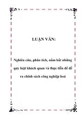 Đề tài Quan điểm, định hướng và giải pháp của chính sách công nghiệp hóa