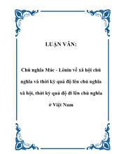Đề án Chủ nghĩa Mác - Lênin về xã hội chủ nghĩa và thời kỳ quá độ lên chủ nghĩa xã hội, thời kỳ quá độ đi lên chủ nghĩa ở Việt Nam