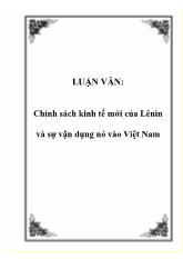 Đề tài Chính sách kinh tế mới của Lênin và sự vận dụng nó vào Việt Nam