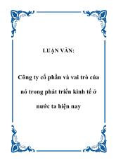 Đề tài Công ty cổ phần và vai trò của nó trong phát triển kinh tế ở nước ta hiện nay