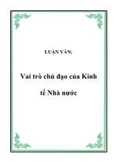 Đề tài Quan niệm về kinh tế Nhà nước và vai trò chủ đạo của kinh tế Nhà nước