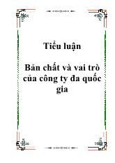 Đề tài Bản chất và vai trò của công ty đa quốc gia