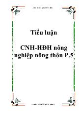 Đề tài Công nghiệp hoá, hiện đại hoá nông nghiệp và nông thôn ở nước ta trong giai đoạn hiện nay: thực trạng và các giải pháp