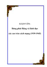 Đề tài Đảng phát động và lãnh đạo các cao trào cách mạng (1939-1945)