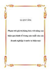 Đề tài Phạm trù giá trị hàng hóa và các giải pháp nâng cao hiệu quả kinh tế trong sản xuất của các