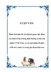 Đề tài Phân tích tính tất yếu khách quan, đặc điểm của kinh tế thị trường định hướng xã hội chủ nghĩa ở Việt Nam và các giải pháp để phát triển nó ở nước ta trong giai đoạn hiện nay