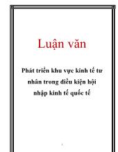 Đề tài Phát triển khu vực kinh tế tư nhân trong điều kiện hội nhập kinh tế quốc tế