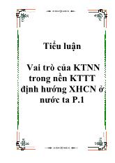 Đề tài Vai trò kinh tế của nhà nước trong nền kinh tế thị trường định hướng xã hội chủ nghĩa ở Việt Nam