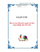 Khóa luận Đầu tư trực tiếp nước ngoài vào khu công nghiệp và khu chế xuất