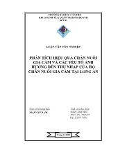 Luận văn Tốt nghiệp phân tích hiệu quả chăn nuôi gia cầm và các yếu tố ảnh hưởng đến thu nhập của hộ chăn nuôi gia cầm tại Long An