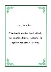 Tiểu luận Vận dụng lý luận học thuyết về hình thái kinh tế xã hội Mác-Lênin vào sự nghiệp công nghiệp hóa-hiện đại hóa ở Việt Nam