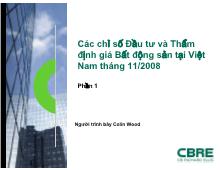 Ác chỉ số đầu tư và thẩm định giá bất động sản tại Việt Nam tháng 11/2008
