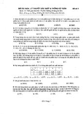 Đề thi môn Lý thuyết xác suất và thống kê toán đề số 4