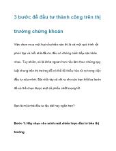 Ba bước để đầu tư thành công trên thị trường chứng khoán