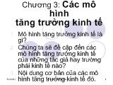 Bài giảng Các mô hình tăng trưởng kinh tế