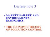 Lecture note 3: Market failure and environmental economics